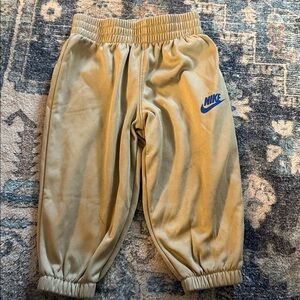 Nike Beige Jogger Pants with Blue Logo. Size 2T